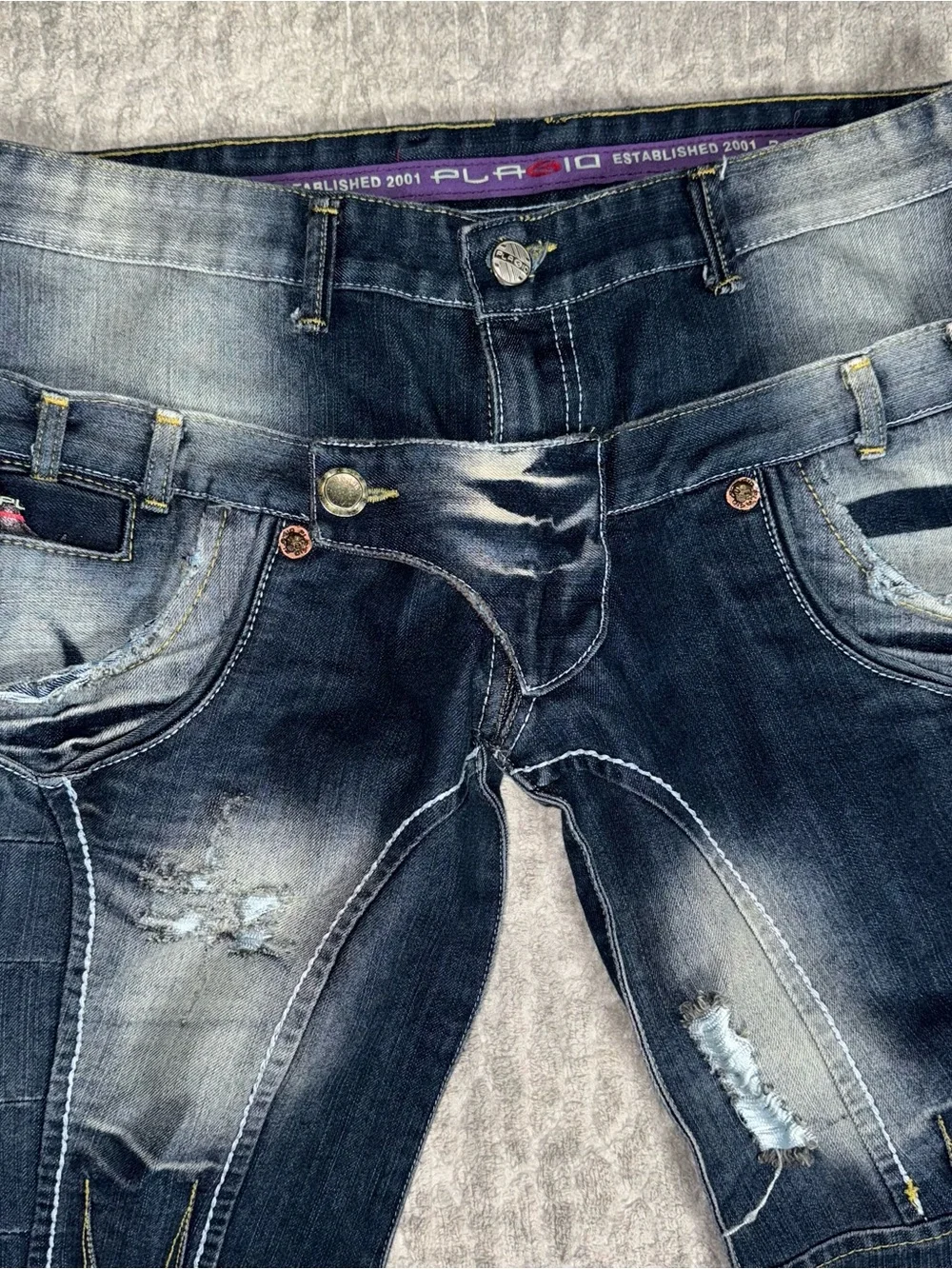 Unique Vintage denim Placid Y2K jeans pants size 34 men’s deconstructed